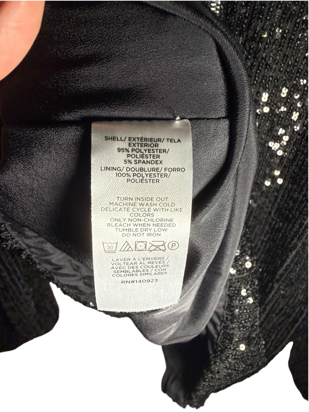 LOFT Black Sequin Full Zip Bomber Jacket Sparkle Evening Size XL - Picture 6 of 9